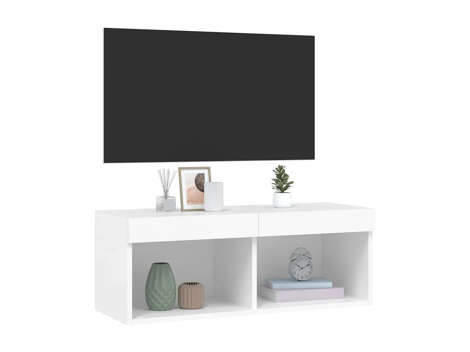 Meuble TV avec lumières LED blanc 80x30x30 cm