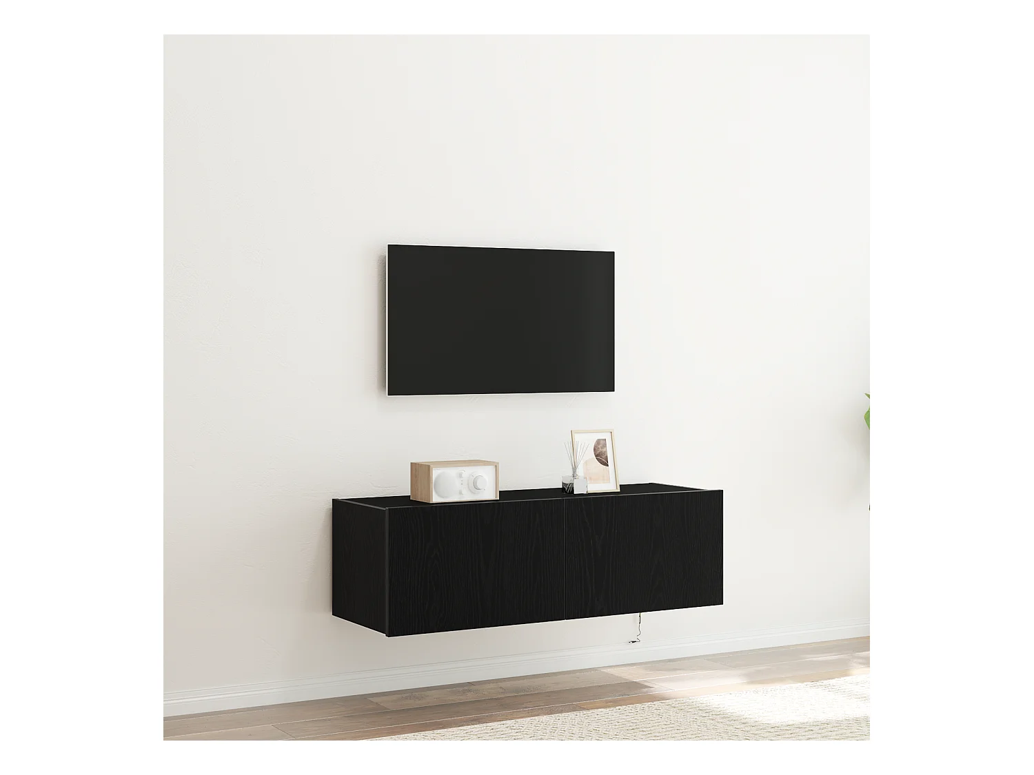 TV-meubel met LED-verlichting Zwarte eik 100x35x31 cm