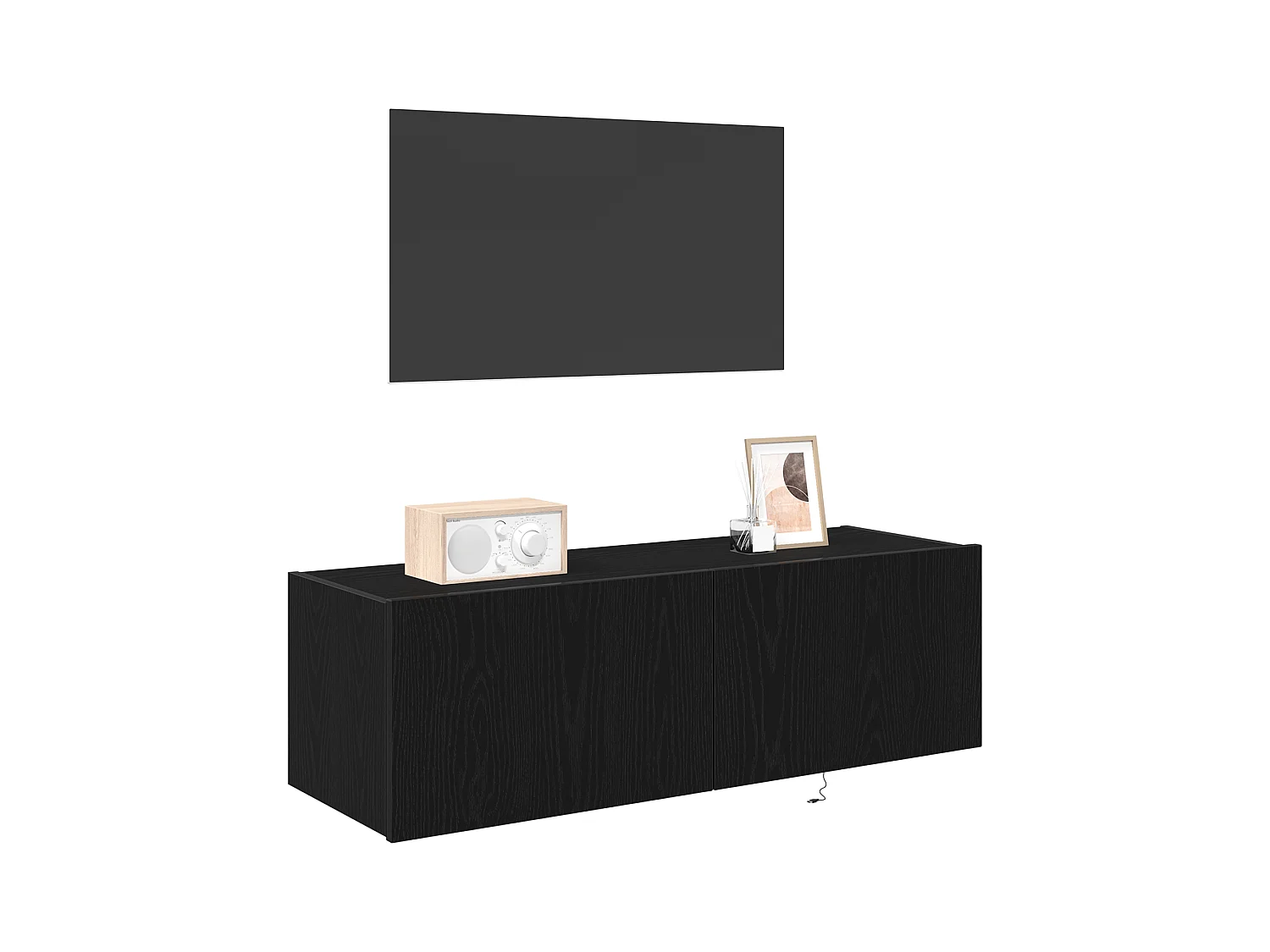 TV-meubel met LED-verlichting Zwarte eik 100x35x31 cm