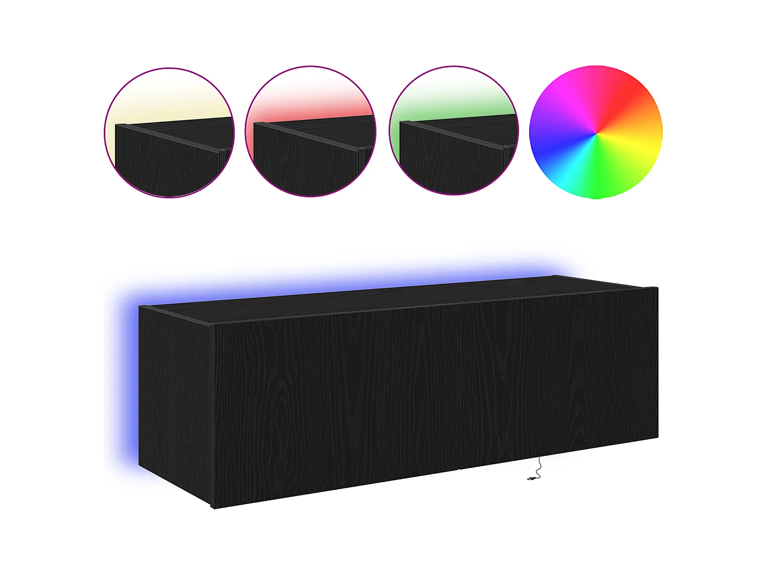 TV-meubel met LED-verlichting Zwarte eik 100x35x31 cm