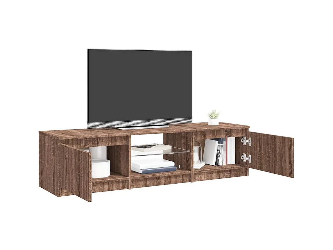 Meuble TV avec lumières LED Chêne marron 140x40x36 cm