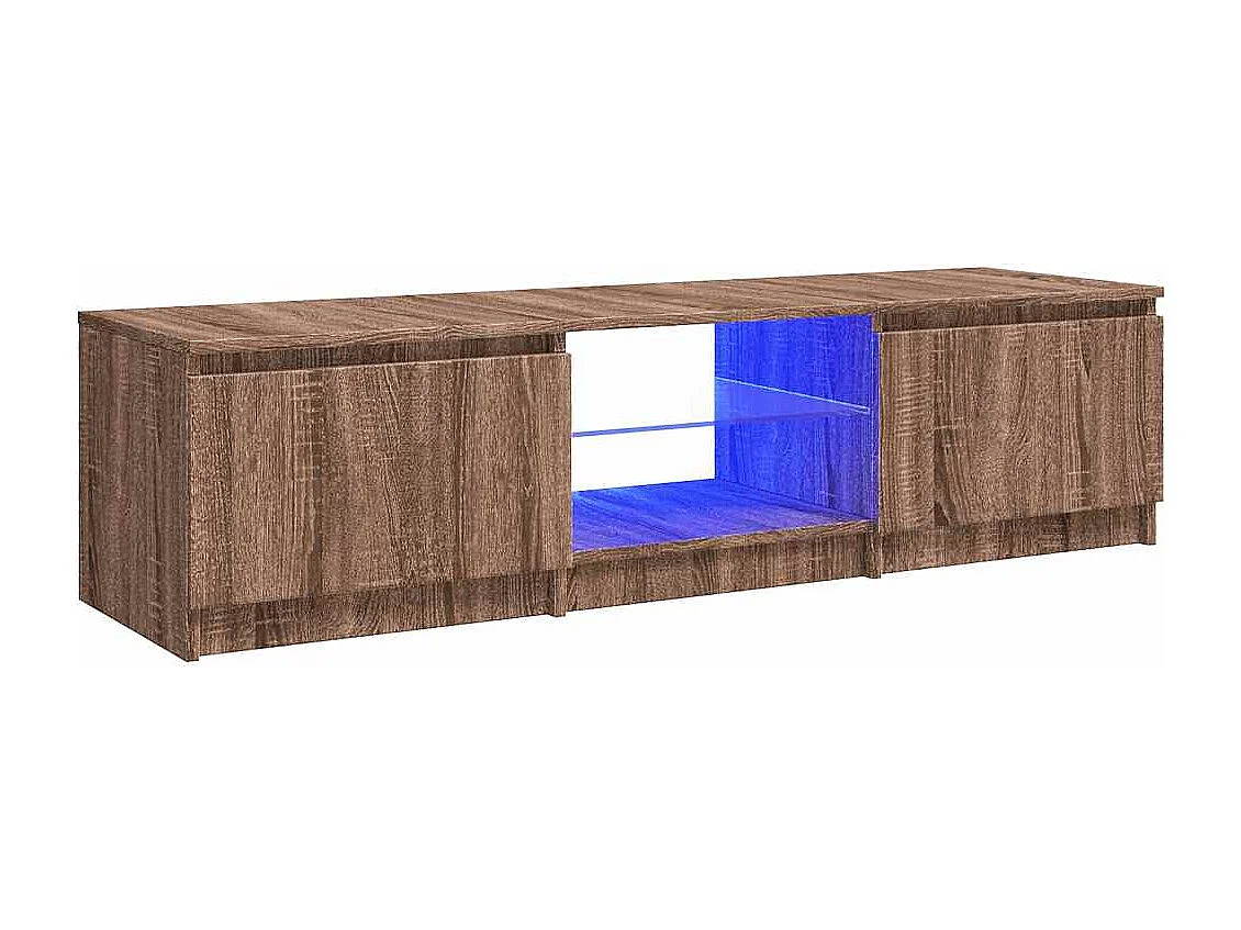 Meuble TV avec lumières LED Chêne marron 140x40x36 cm