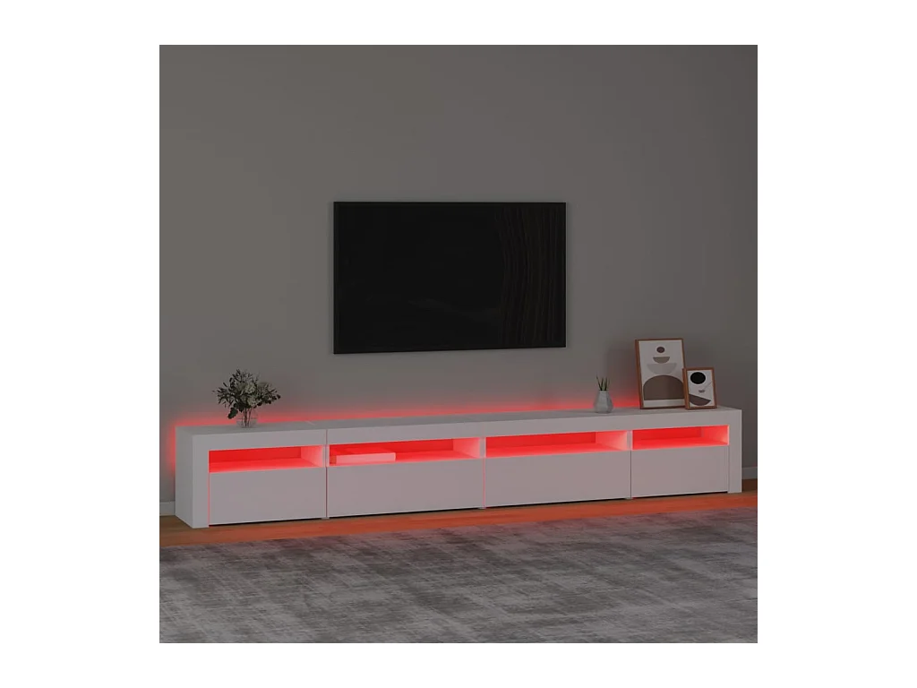 Meuble TV avec lumières LED Blanc 270x35x40 cm