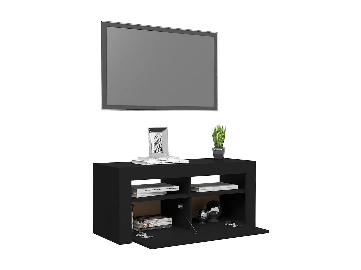 Mueble de TV con luces LED negro 90x35x40 cm