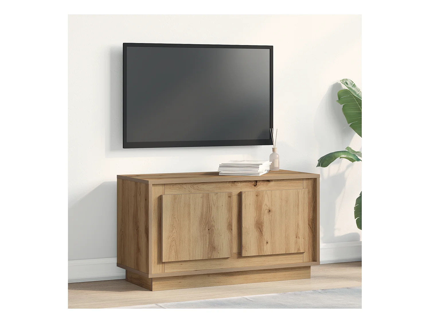 Meuble TV en chêne artisanal 80x35x45 cm en bois d'ingénierie