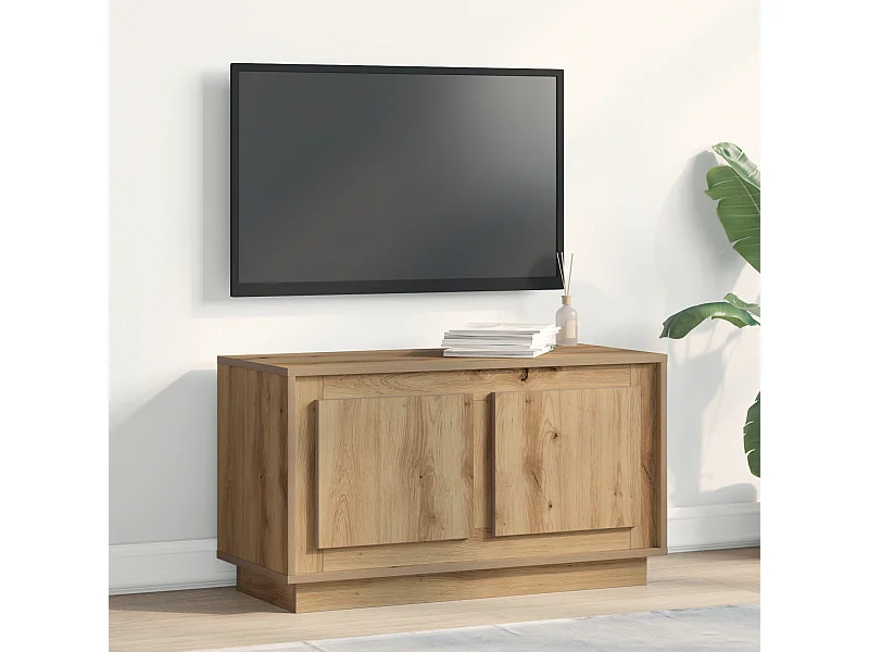 Handgemaakte eikenhouten tv-kast 80x35x45 cm van bewerkt hout