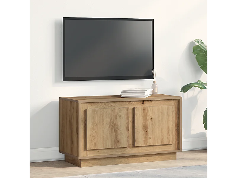 Mobile porta TV artigianale in rovere 80x35x45 cm in legno ingegnerizzato