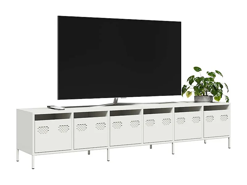Mueble TV blanco 202x39x43,5 cm acero laminado en frío