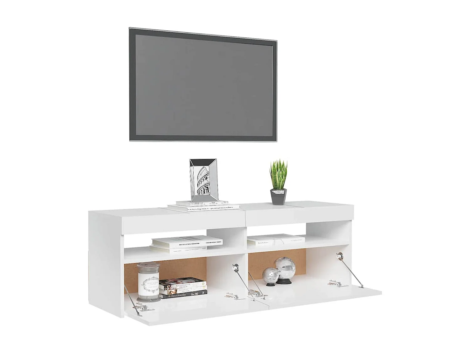 Meuble TV avec lumières LED blanc brillant 120x35x40 cm