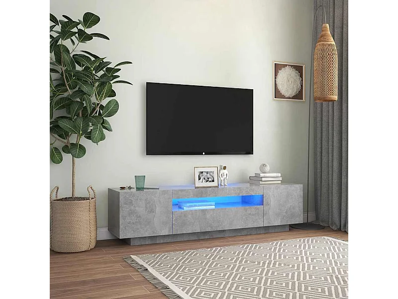 Betongrijze tv-kast met ledverlichting 160x35x40 cm