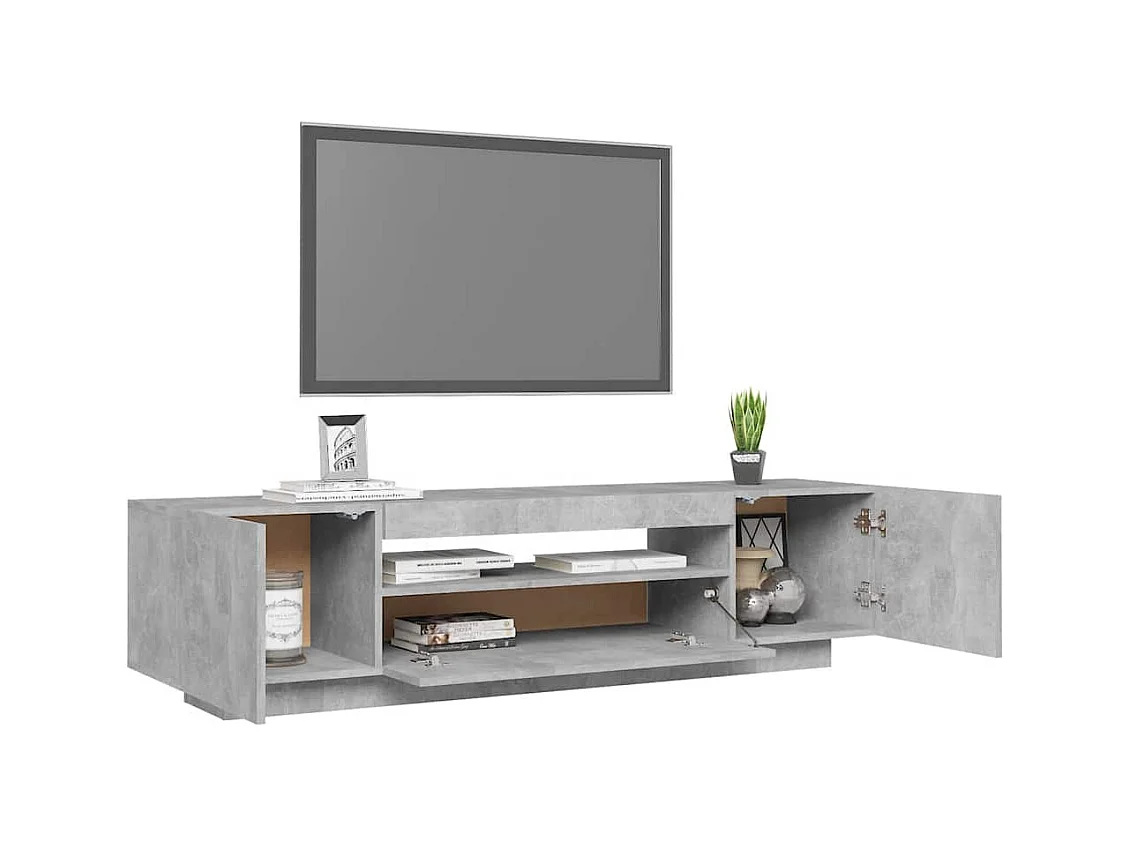 Meuble TV avec lumières LED gris béton 160x35x40 cm