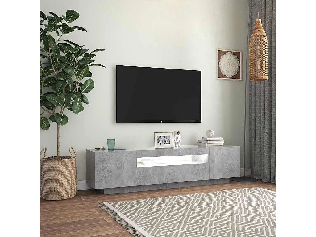 Mueble de TV gris hormigón con luces LED 160x35x40 cm