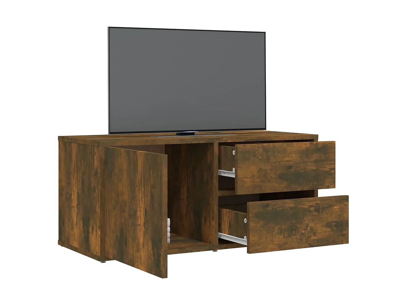 Meuble TV Chêne fumé 80x34x36 cm Bois d'ingénierie
