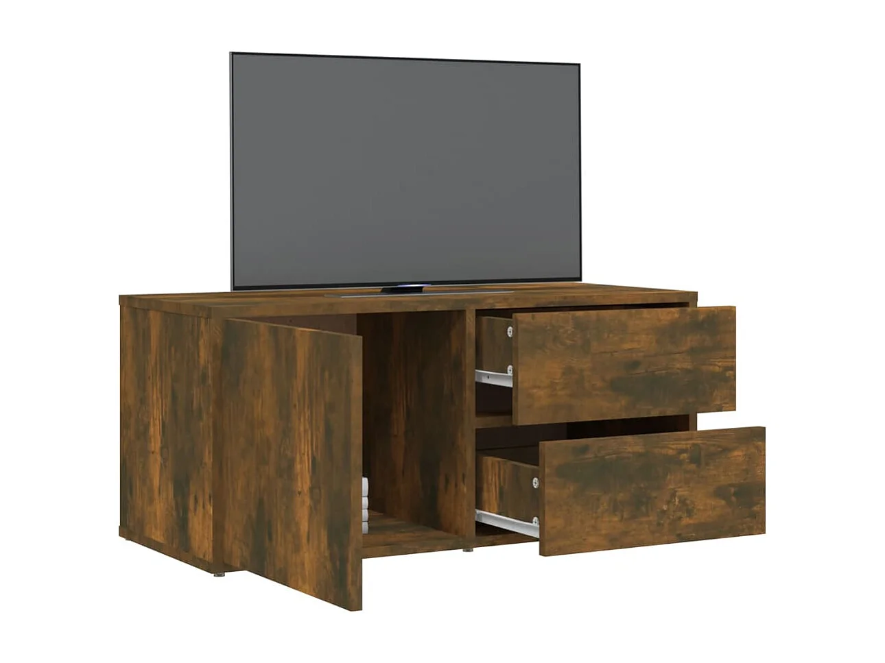 Meuble TV Chêne fumé 80x34x36 cm Bois d'ingénierie