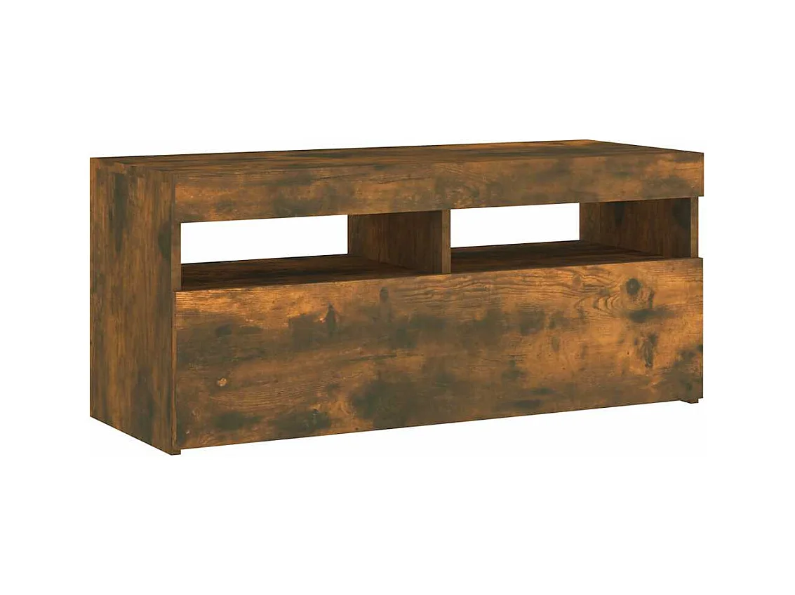 Meuble TV avec lumières LED Chêne fumé 90x35x40 cm