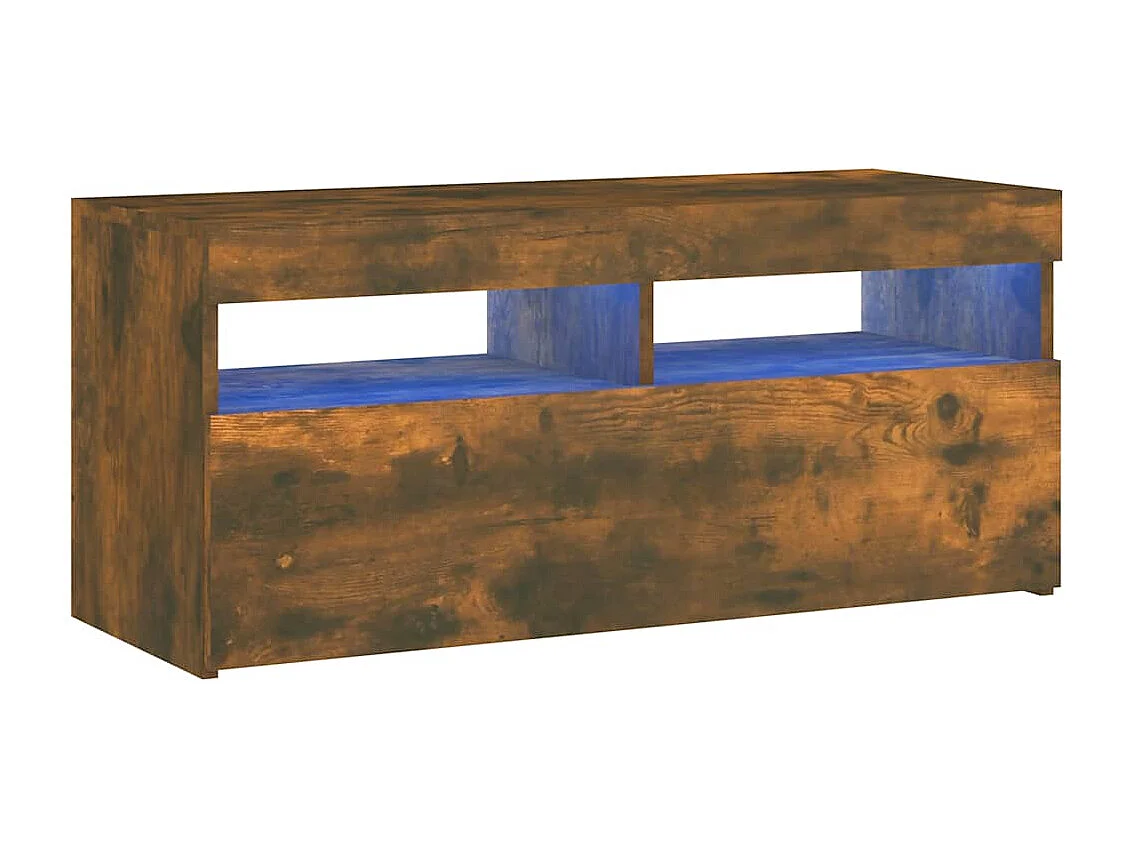 Meuble TV avec lumières LED Chêne fumé 90x35x40 cm