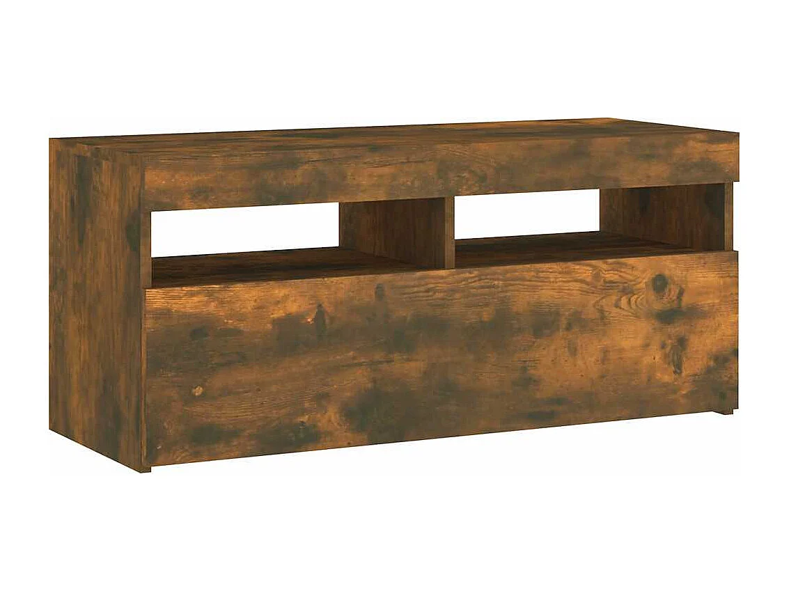 Meuble TV avec lumières LED Chêne fumé 90x35x40 cm