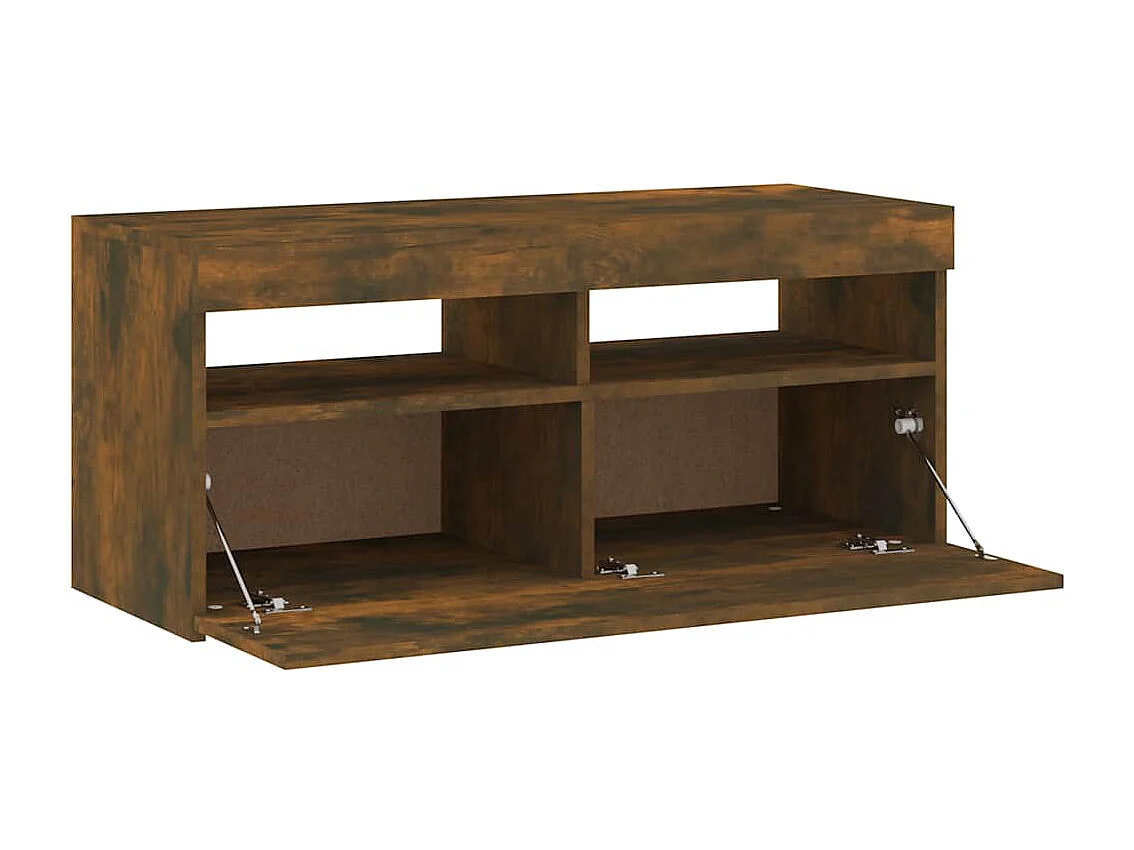 Meuble TV avec lumières LED Chêne fumé 90x35x40 cm