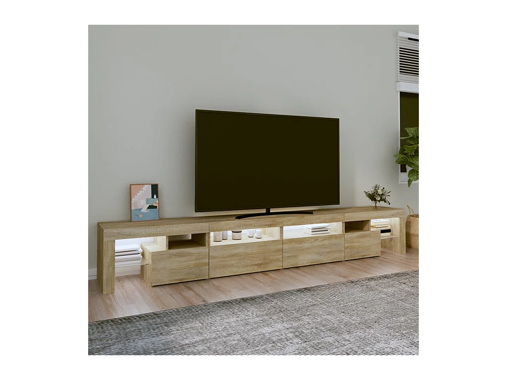Mobile TV con luci LED Rovere Sonoma 260x36,5x40 cm