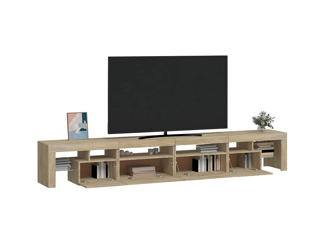 Mobile TV con luci LED Rovere Sonoma 260x36,5x40 cm