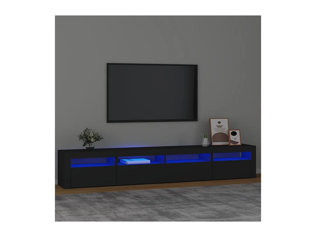 Meuble TV avec lumières LED Noir 240x35x40 cm