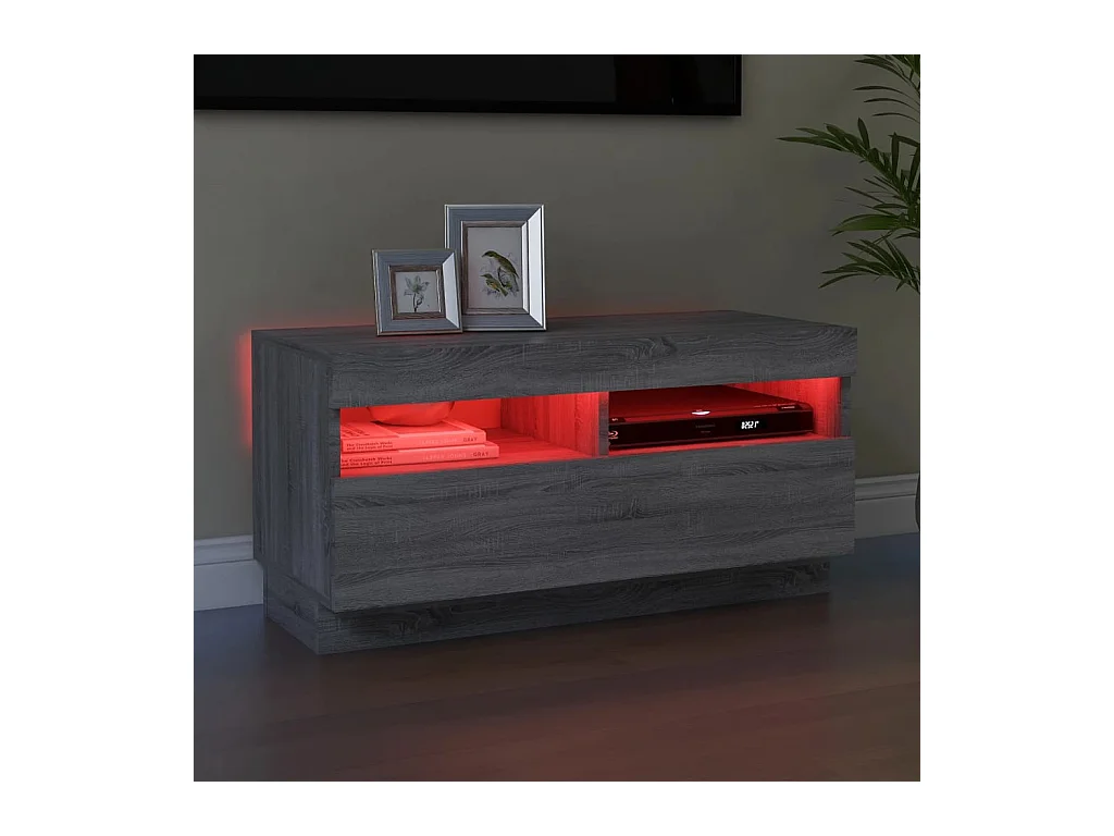Meuble TV avec lumières LED sonoma gris 80x35x40 cm