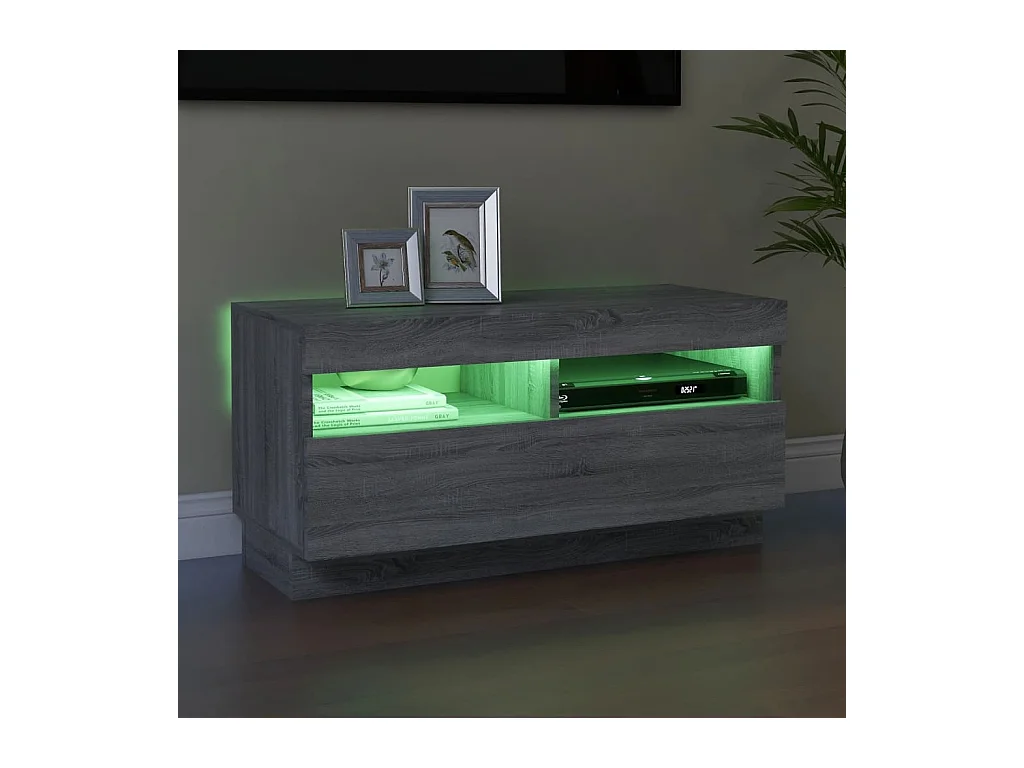 Meuble TV avec lumières LED sonoma gris 80x35x40 cm