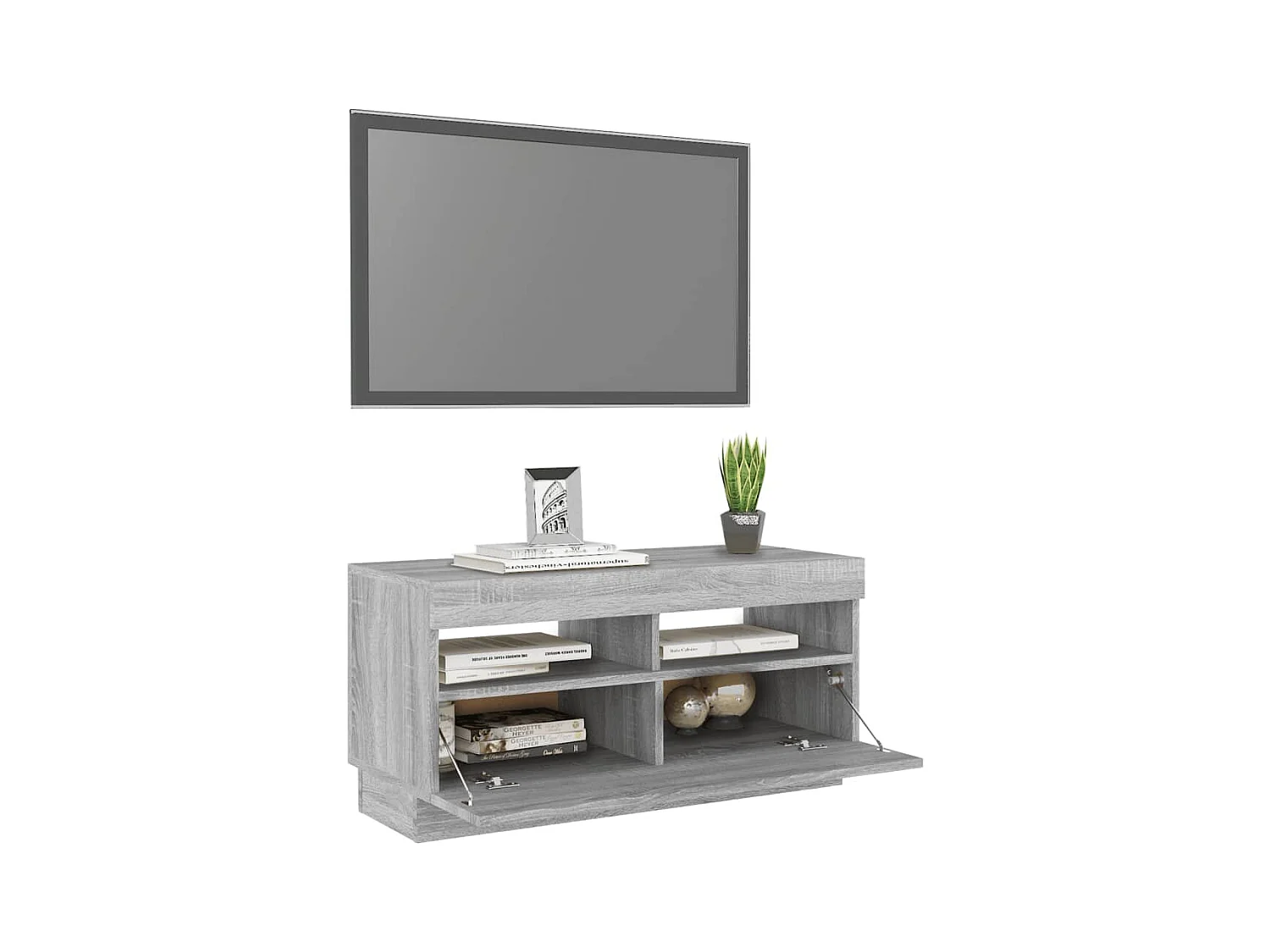 Meuble TV avec lumières LED sonoma gris 80x35x40 cm