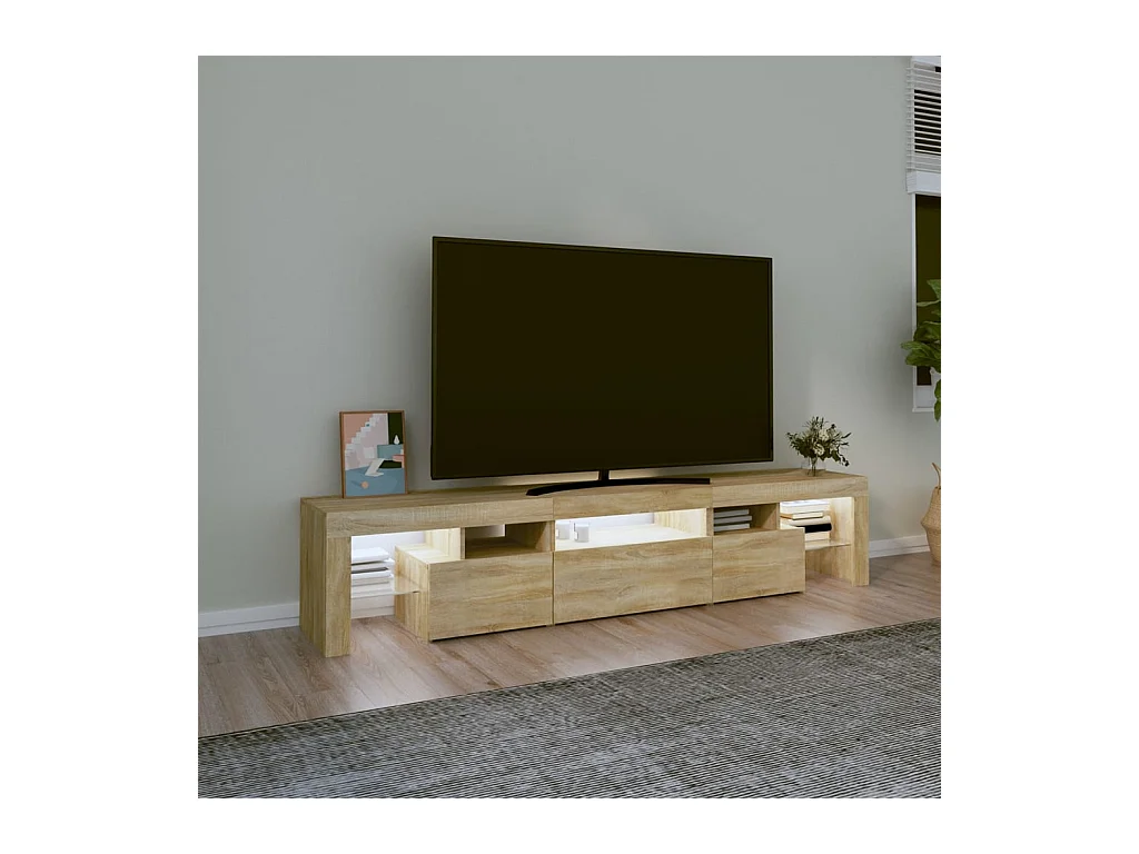 Meuble TV avec lumières LED Chêne sonoma 200x36,5x40 cm
