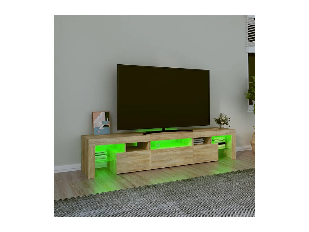 Meuble TV avec lumières LED Chêne sonoma 200x36,5x40 cm