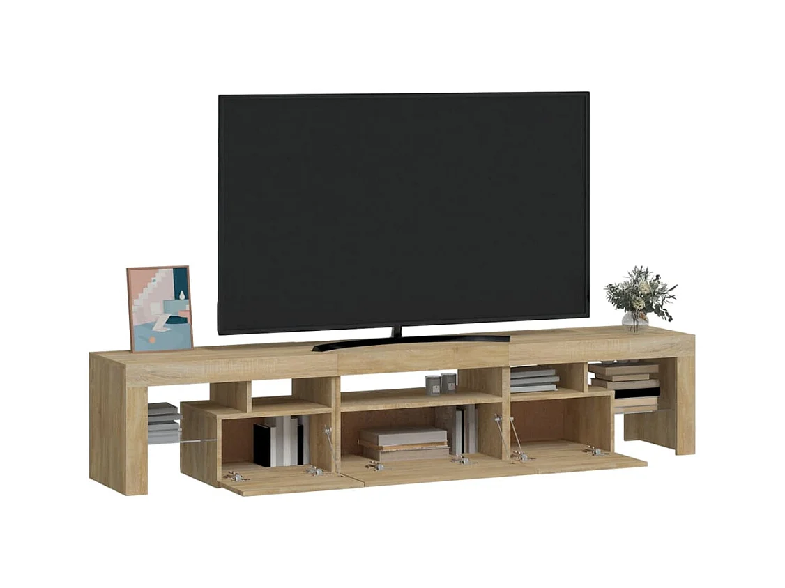 Meuble TV avec lumières LED Chêne sonoma 200x36,5x40 cm