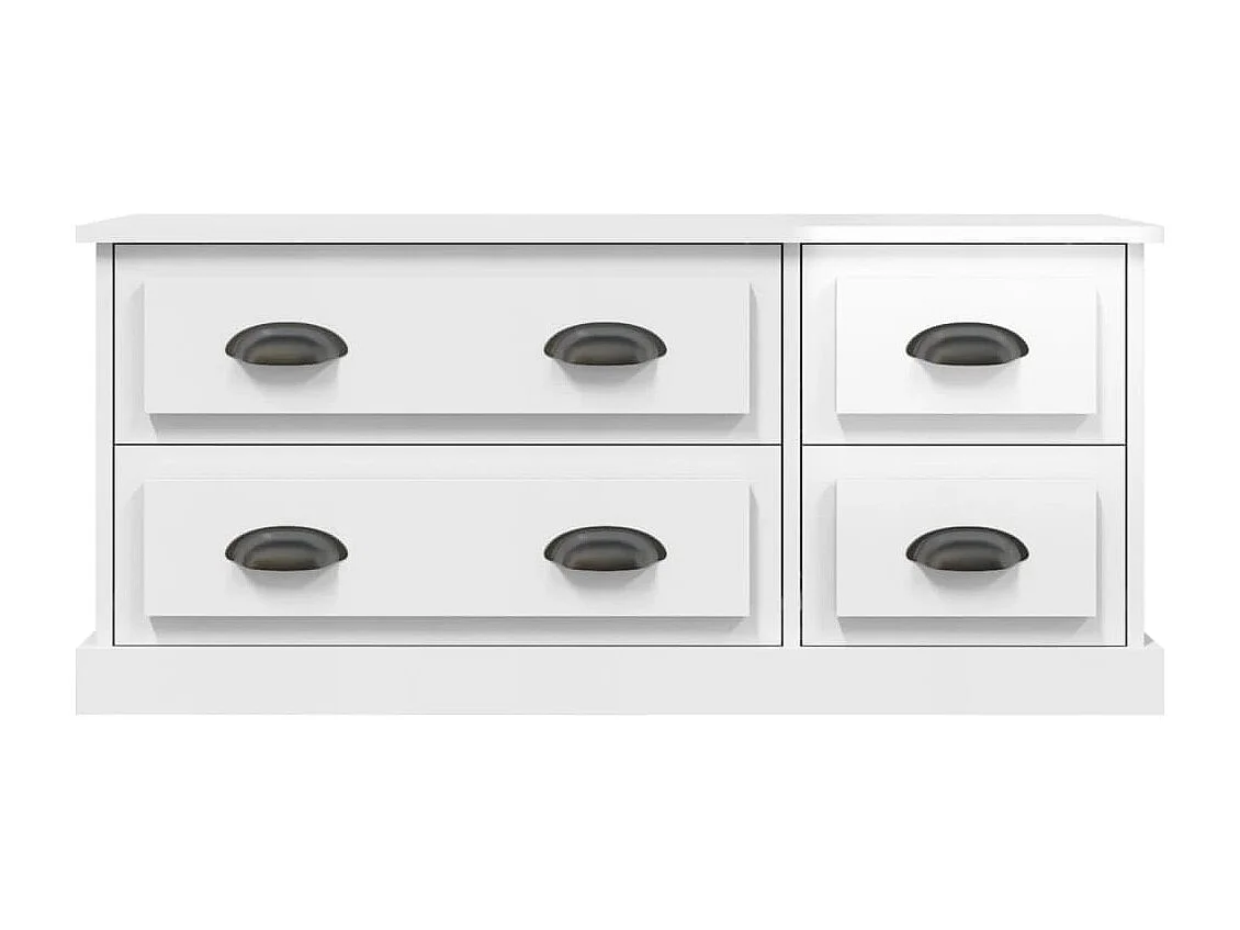 Meuble TV blanc brillant 100x35,5x45 cm bois d'ingénierie