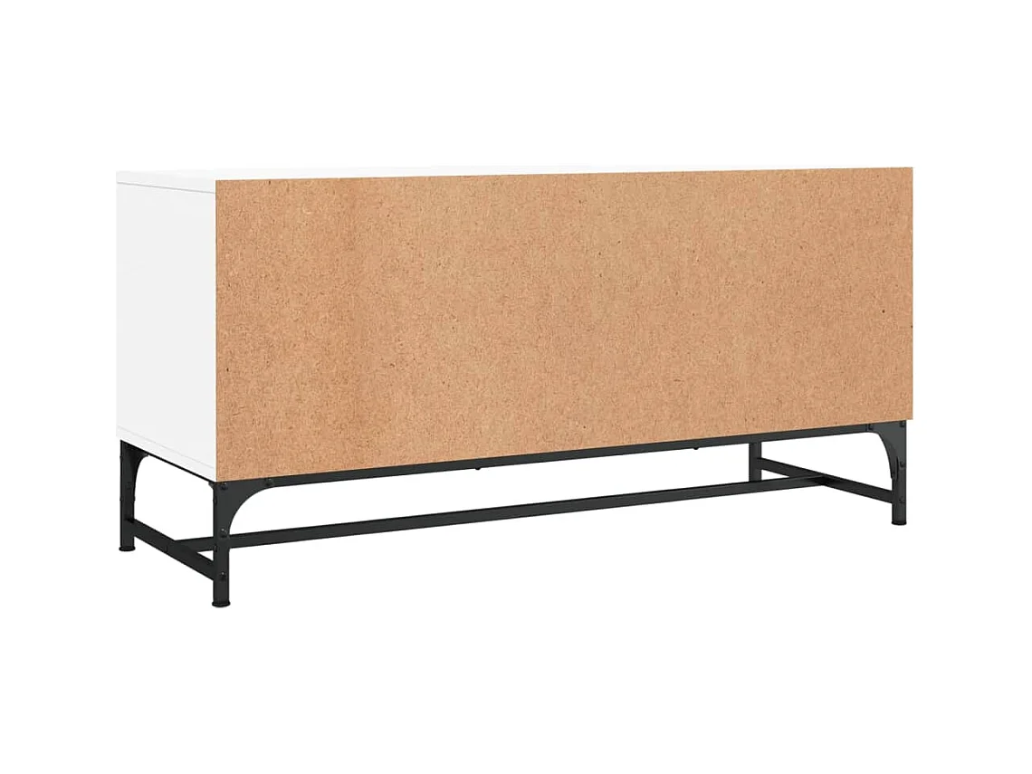 Meuble TV avec portes en verre blanc 102x37x50 cm