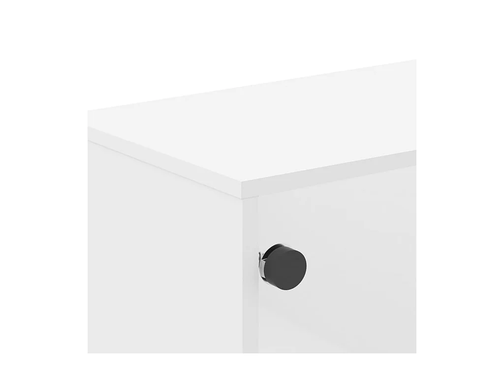 Meuble TV avec portes en verre blanc 102x37x50 cm