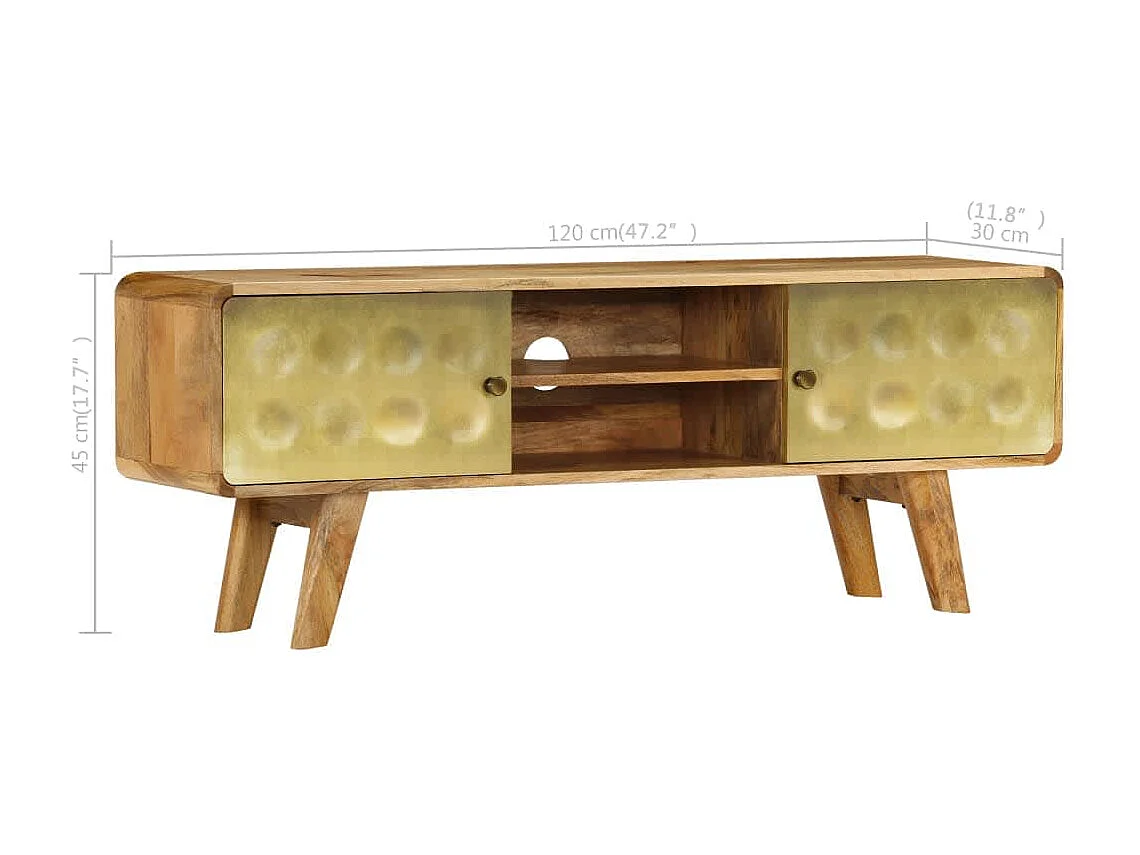 Meuble TV Bois de manguier massif 120x30x45 cm