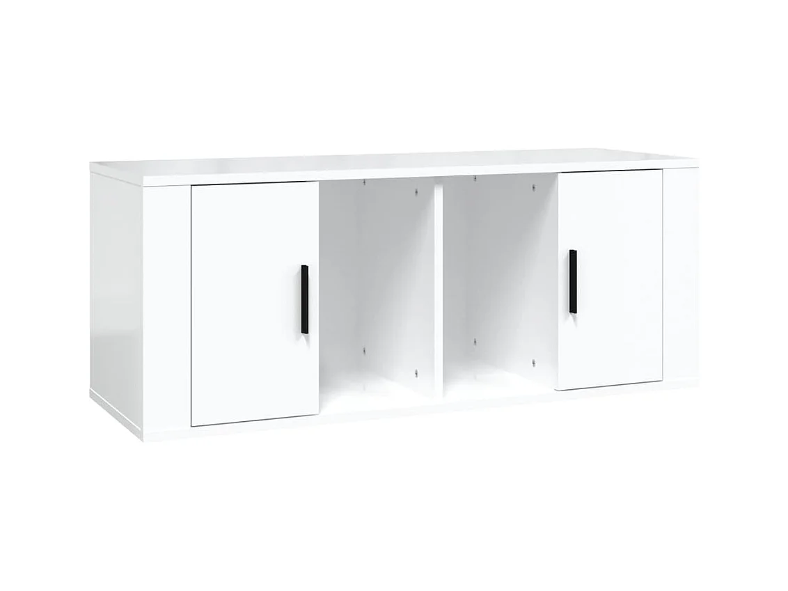 Meuble TV Blanc brillant 100x35x40 cm Bois d'ingénierie