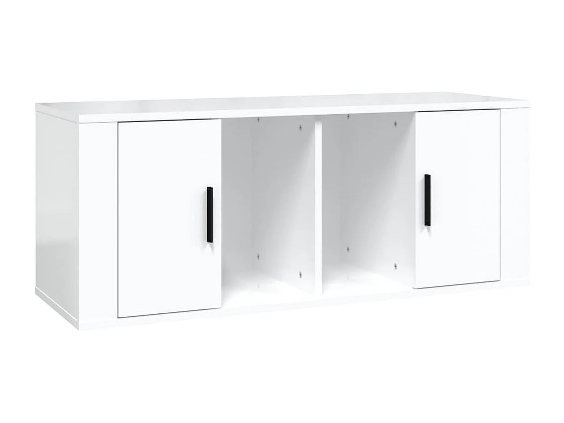 Meuble TV Blanc brillant 100x35x40 cm Bois d'ingénierie