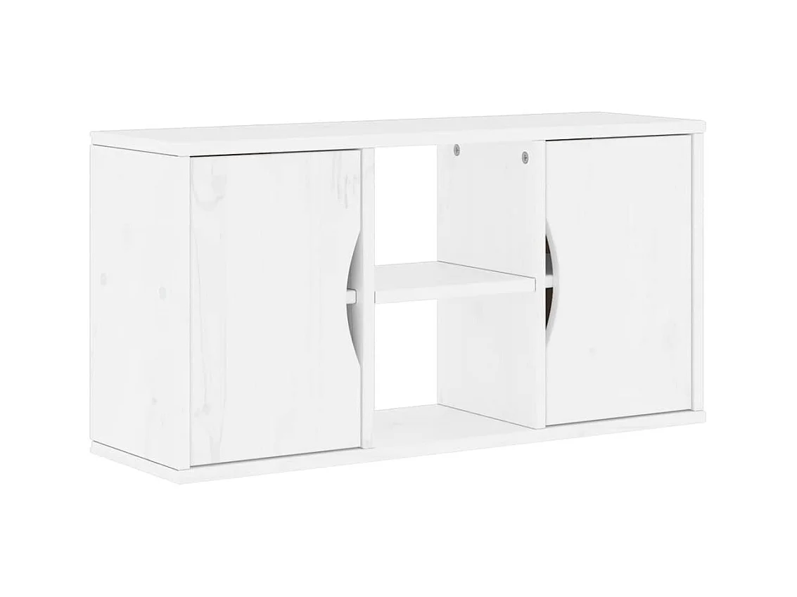 Meuble TV  blanc 79x24x40 cm bois massif pin