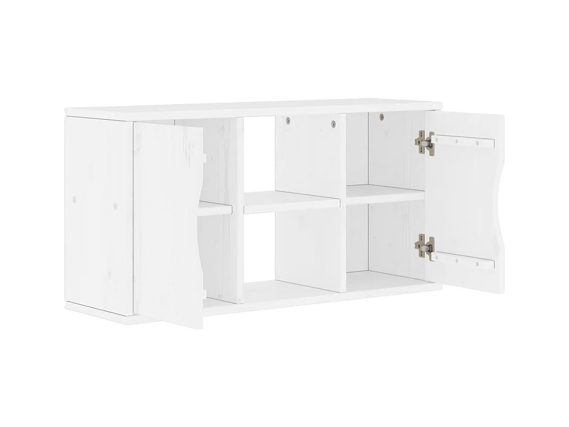 Meuble TV  blanc 79x24x40 cm bois massif pin