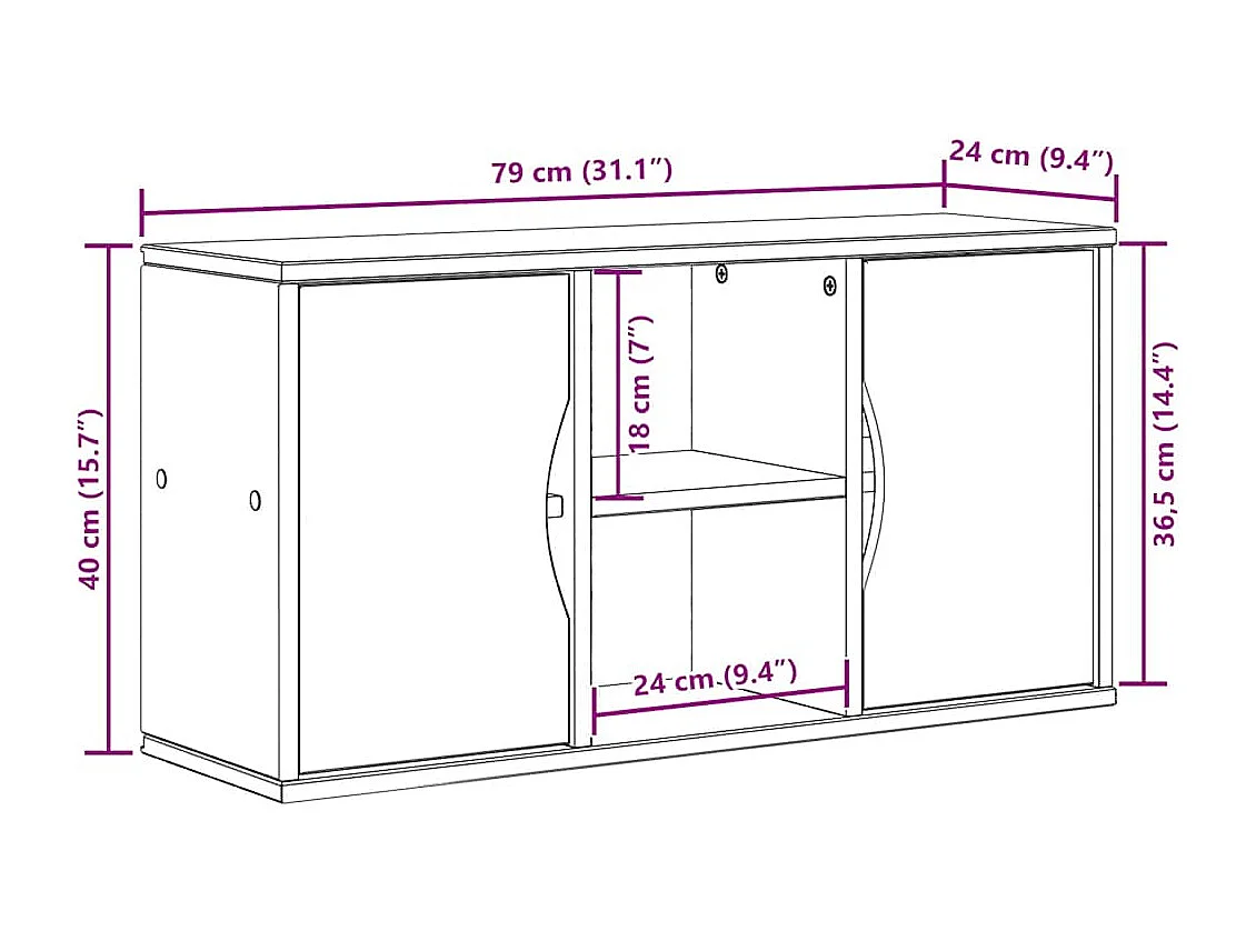 Meuble TV  blanc 79x24x40 cm bois massif pin
