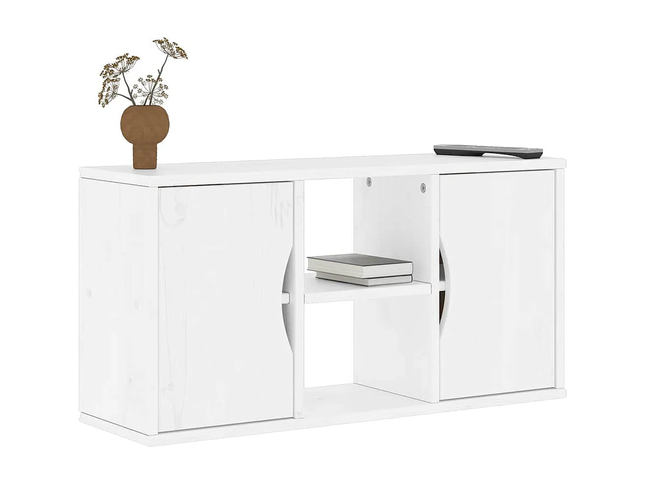 Meuble TV  blanc 79x24x40 cm bois massif pin