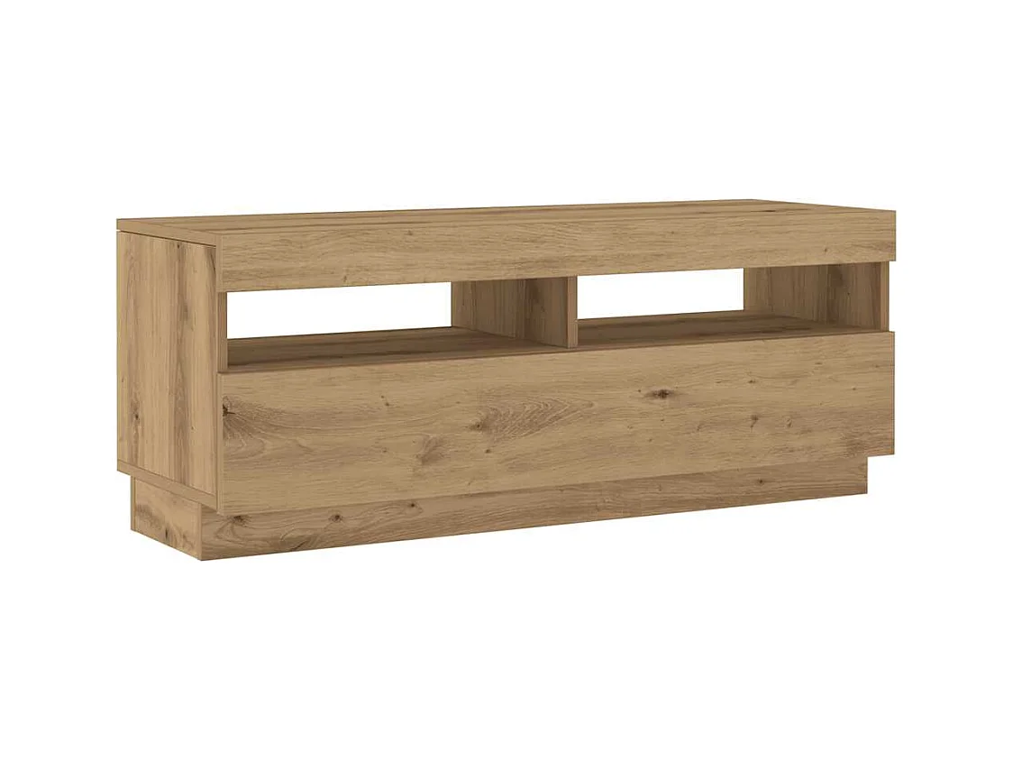 Meuble TV avec lumières LED chêne artisanal bois d'ingénierie