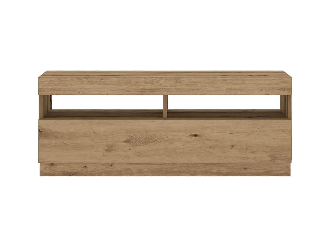 Meuble TV avec lumières LED chêne artisanal bois d'ingénierie