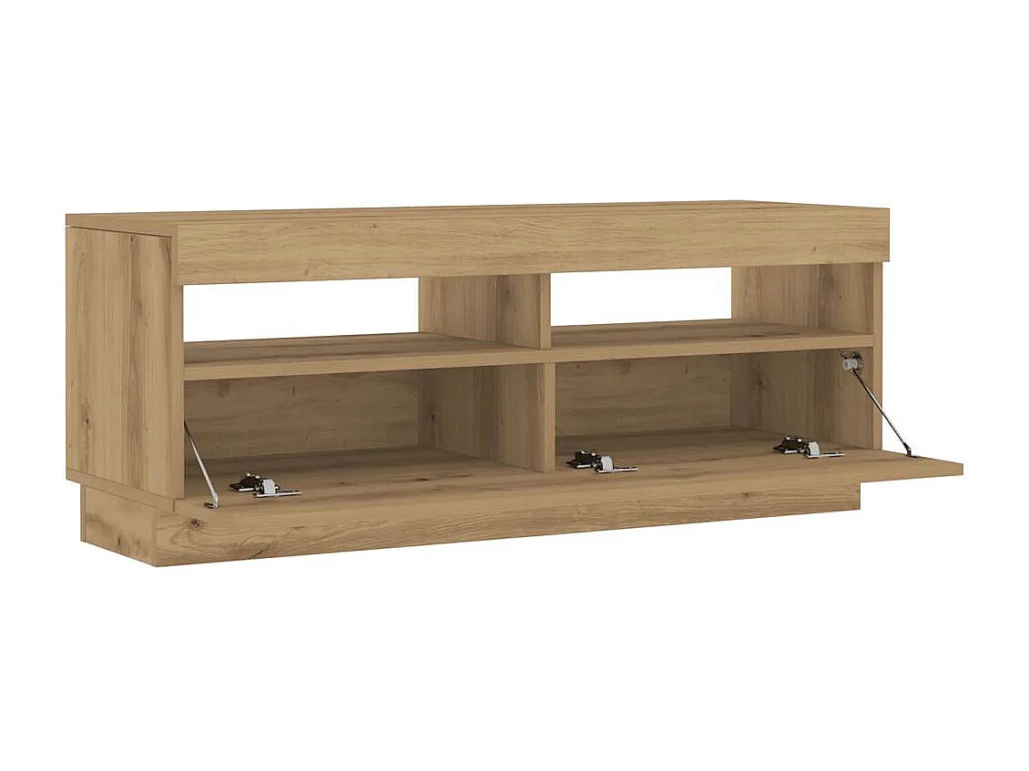 Meuble TV avec lumières LED chêne artisanal bois d'ingénierie