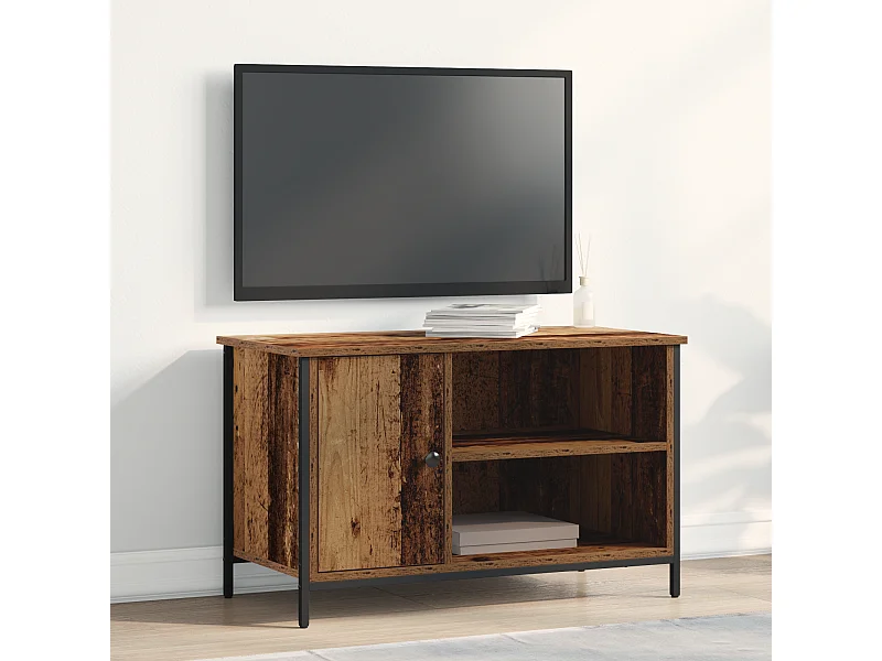 Antieke houten tv-kast 80x40x50 cm in spaanplaat en staal