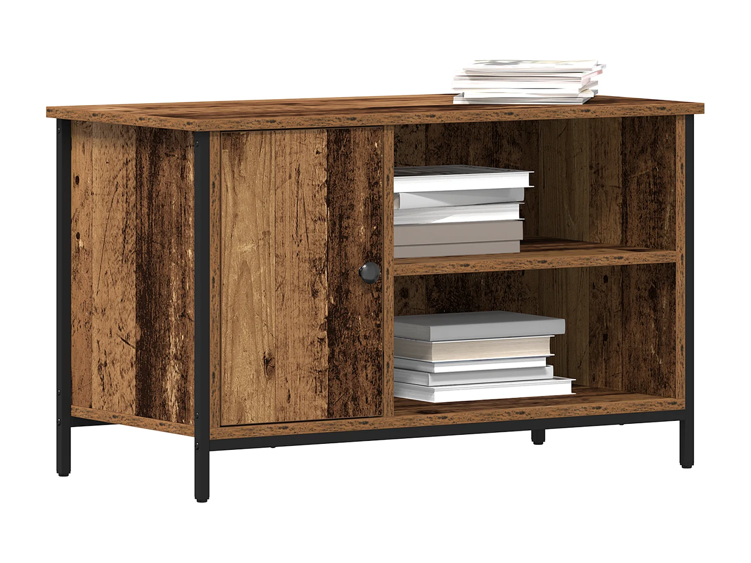 Antieke houten tv-kast 80x40x50 cm in spaanplaat en staal