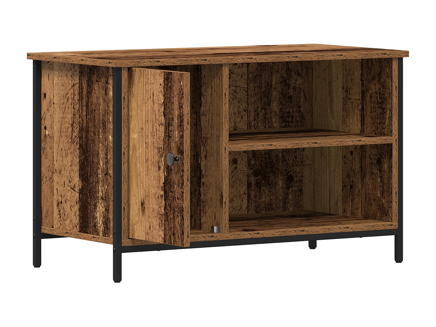 Antieke houten tv-kast 80x40x50 cm in spaanplaat en staal