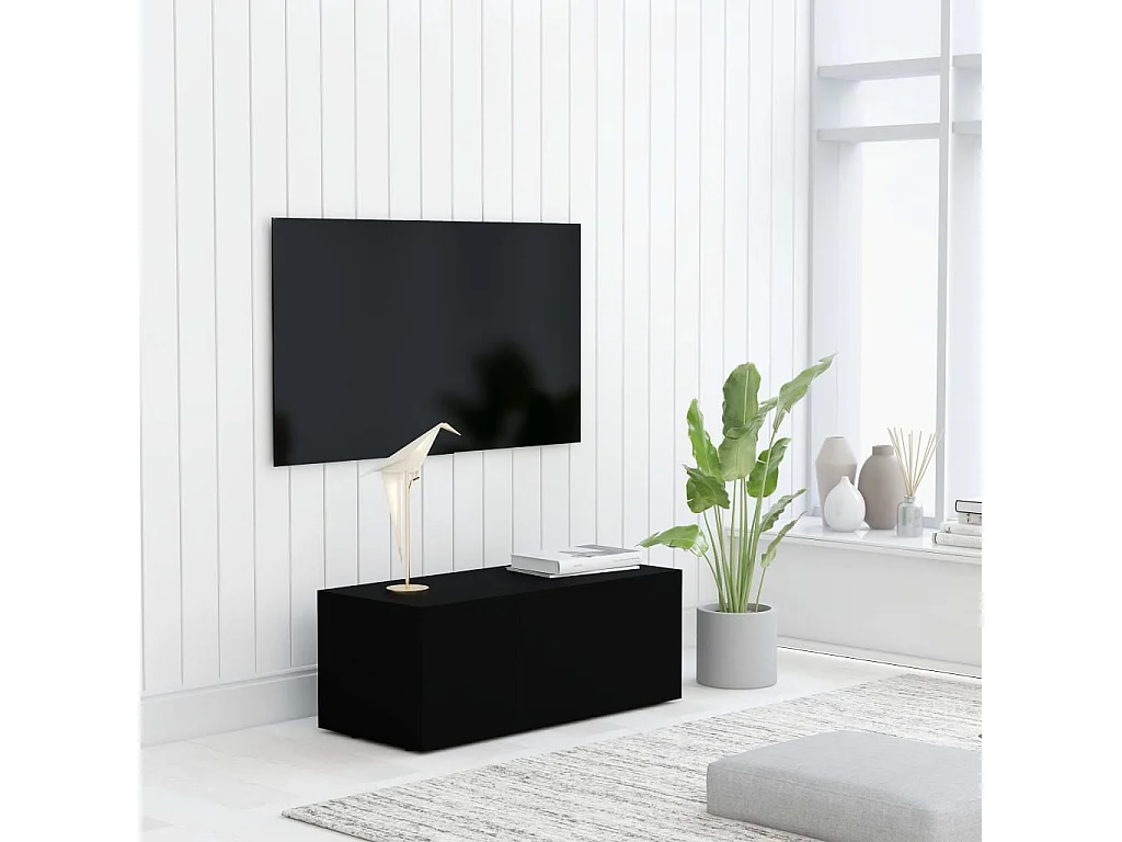 Mueble de TV negro 80x34x30 cm Madera de ingeniería