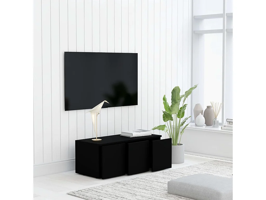 Mueble de TV negro 80x34x30 cm Madera de ingeniería