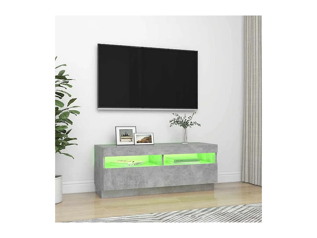 Meuble TV avec lumières LED gris béton 100x35x40 cm
